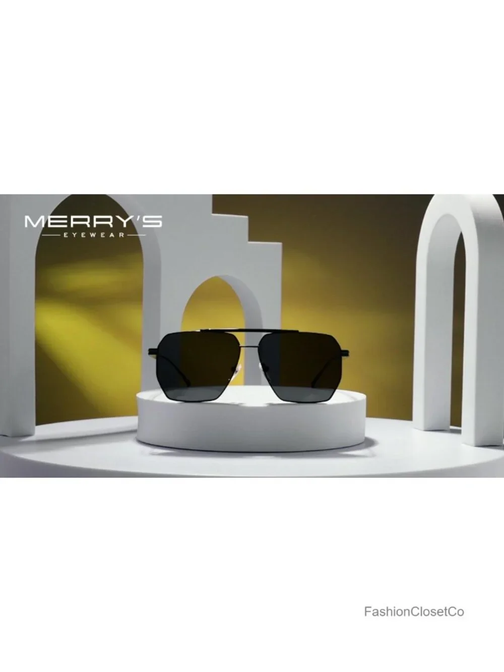 Oversized Polarized Square Sunglasses Metal Frame UV400 Retro Vintage Shades